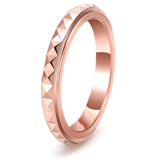 Nanafast 3mm Titanium Steel Anxiety Rings for Women Men Multi-faceted Wedding Band Fidget Rings for Anxiety for Women Rhombus Spinner Ring for Stress Relief Comfort for Engagement Rose Gold 2 Size 11