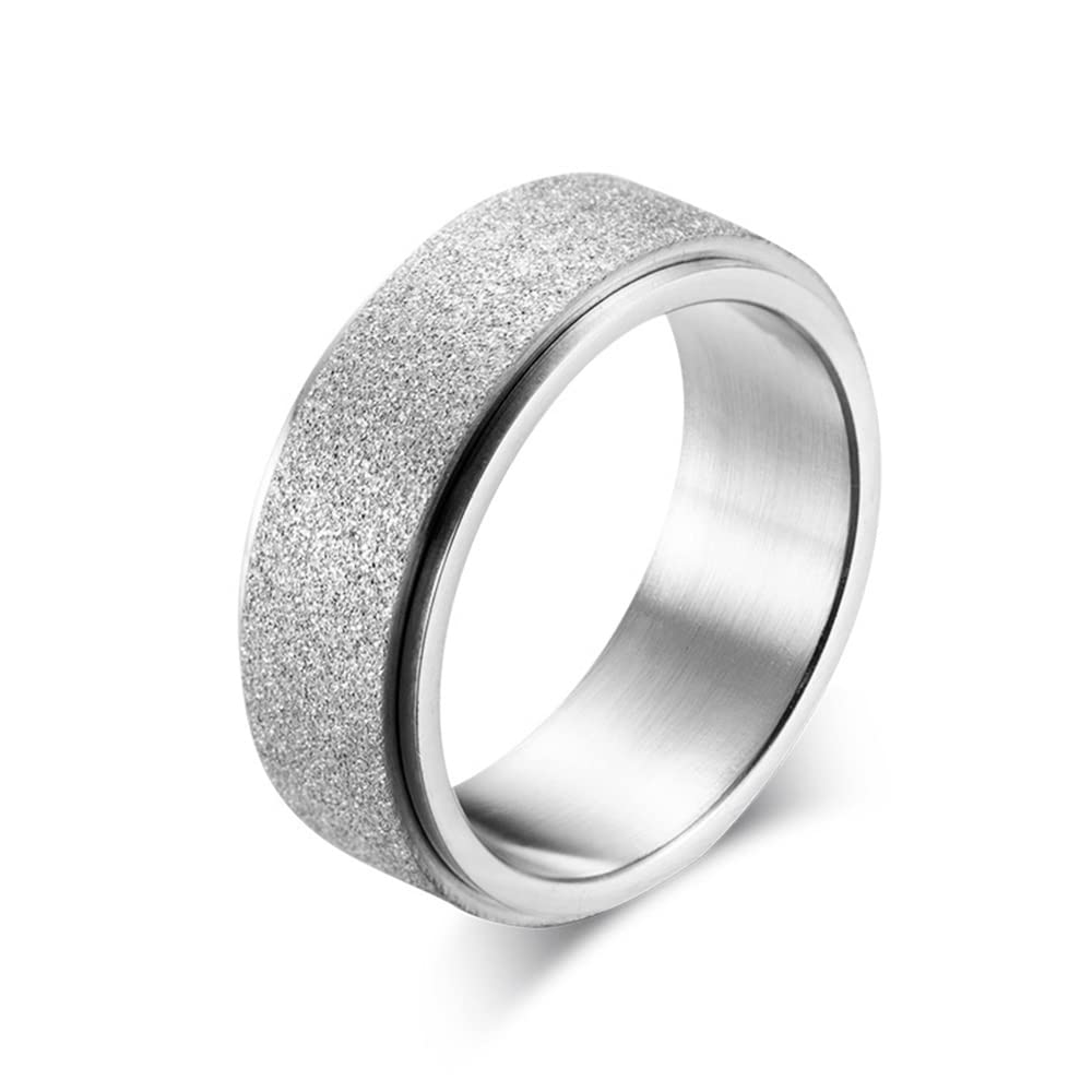 366DAYS Anxiety Rings for Women Titanium Steel Spinner Fidget Band Rings Sandblasted Outer Relieving Anxiety Wedding Promise Lucky Rings Comfort Fit Size 10